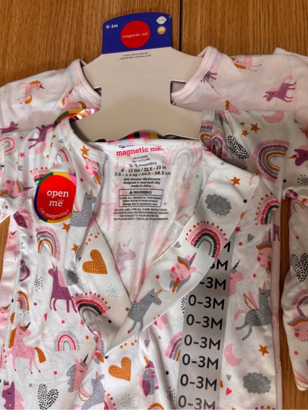 Magnetic Me NWT Baby Girl Unicorn 2Pc Magnetic Coverall Set 0-3M - Picture 6 of 6